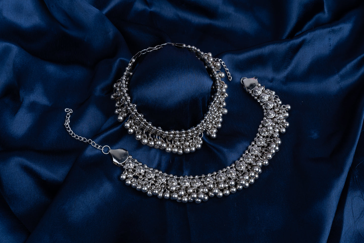 Echoing Rhythms Silver Anklets