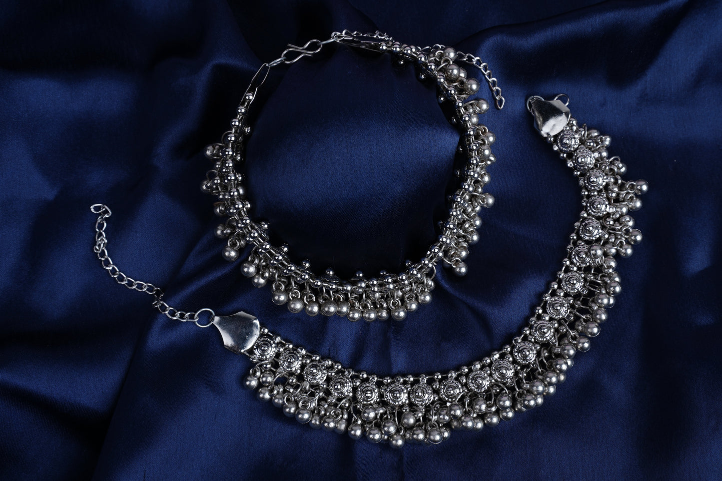 Echoing Rhythms Silver Anklets