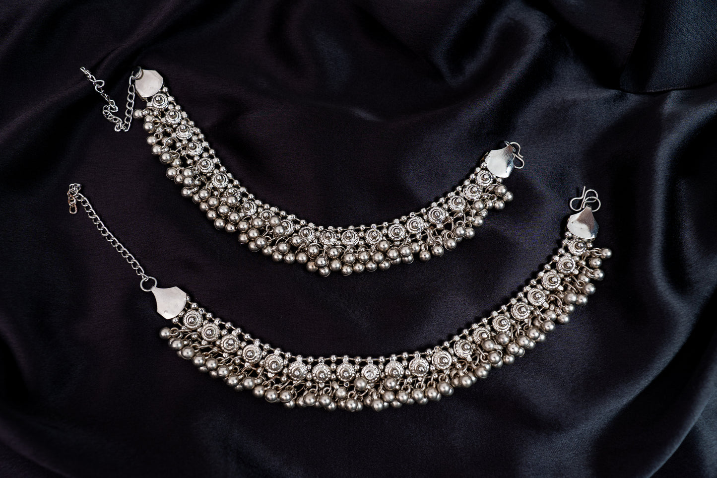 Echoing Rhythms Silver Anklets