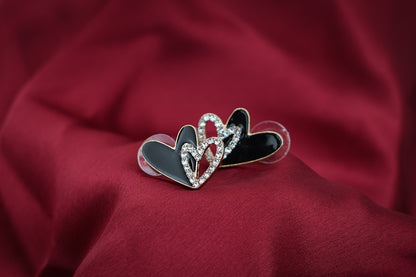 korean Black Silver Heart Earring