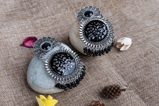 Black Elegant Silver Oxidized Earrings