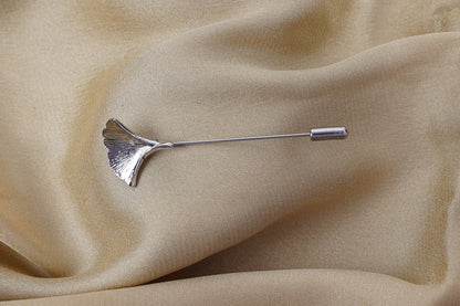 Silver Leaf Elegance Lapel Pin for Men