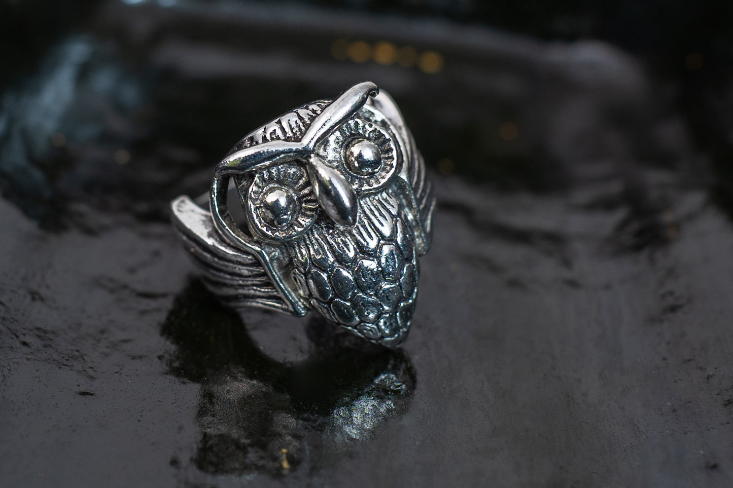 The Owl’s Vigil Shaped Ring for Men