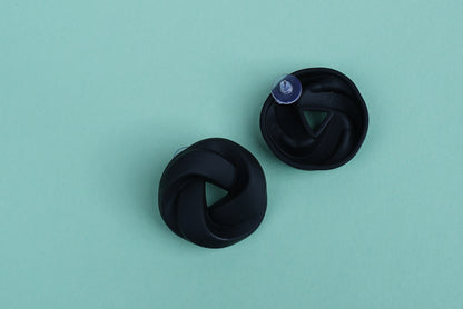 Knot-Shaped Elegant Black Korean Earrings