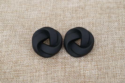 Knot-Shaped Elegant Black Korean Earrings