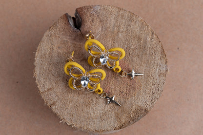 Korean Earrings in Yellow Butterfly-Shaped