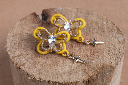 Korean Earrings in Yellow Butterfly-Shaped