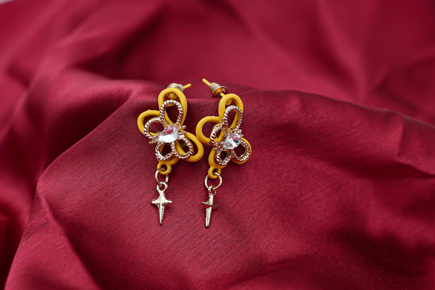 Korean Earrings in Yellow Butterfly-Shaped